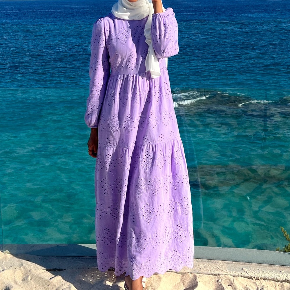 Lilac Eyelet Maxi Dress